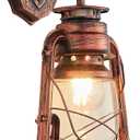 NOXARTE Rustic Wall Sconce Lighting Lantern Mounted Light with Glass Lampshade for Hallway Farmhouse Loft W7 x H15
