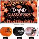 Orange and Black Graduation Decorations Class of 2026 Banner with 18 Pcs Grad Balloons Set - Large Congrats Grad 2026 Graduation Backdrop Decor, Orange Graduate Balloons Grad Party Decorations