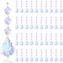 Nuenen 100 Pcs 45mm Waterdrop Chandelier Crystals Colorful Acrylic Chandelier Prisms Pendants Part Connected Glass Octagon Beads Ornaments Hanging Glass Crystals(AB Maple Leaf)