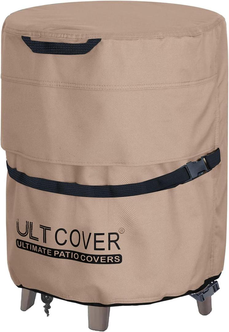 ULTCOVER Waterproof Patio Cool Bar Table Cover 17.5(D) for Outdoor Party Cooler Side Table Brown