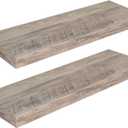HOOBRO Floating Shelves for Wall, Wall Mounted Shelf Set of 2, 23.6" Hanging Shelf with Invisible Brackets, for Wall in Bathroom, Bedroom, Toilet, Kitchen, Living Room, Office, Greige BG60BJ01G1
