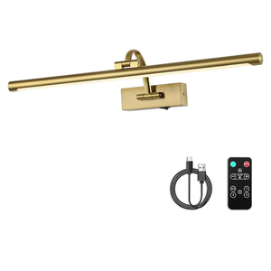 Wireless Picture Lights with Remote and Timer Rechargeable Brass Gallery Lighting Battery Operated Art Lights Over Frame Portrait 5W 24'' Inch Warm White Wireless Picture Lights with Remote and Timer Rechargeable Brass Gallery Lighting Battery Operated Art Lights Over Frame Portrait 5W 24'' Inch Warm White