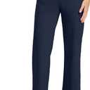SEVEGO Tall Women's 36 Inseam Wide Leg Yoga Pants High Waist Stretch Dress Casual Long Sweatpants with Pockets (Blue, L)