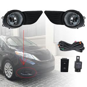 LEVANLIGHT Fog Lights Assembly For Toyota Sienna 2011 2012 2013 2014 2015 2016 2017 |Front Driving Lamps With Halogen Bulbs| Wiring Harness Kit | 81210-08020, 81220-08020 (Black Bezel)