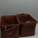 GIB Large Wicker Storage Baskets for Shelves Clothes Blankets Basket Woven Laundry Basket for Organizing, Decorative Rectangular Closet Organizers and Storage Bins with Handles, Brown, 4 Pack