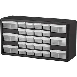 Akro-Mils 26-Drawer Plastic Drawer Storage Cabinet for Garage Organization, Bead Organizer, Building Bricks Storage, Teacher Toolbox, Makeup Organizer, 20" W x 6" D x 10" H, 10726 Black