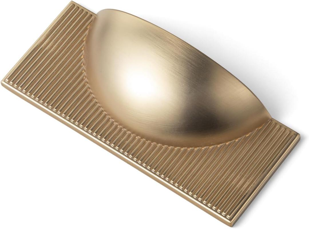Goo-Ki Champagne Bronze Zinc Alloy Cabinet Drawer Pull - 2.5''(64mm) Hole Center Striped Decorations Cabinet Handle Hardware for Bedroom, Kitchen, 6 Pack