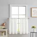 Melodieux Ivory Semi Sheer Tier Curtains 36 Inch Length for Kitchen Cafe Bedroom Small Windows, Linen Look Rod Pocket Short Curtain Tiers Voile Drapes, 2 Panels