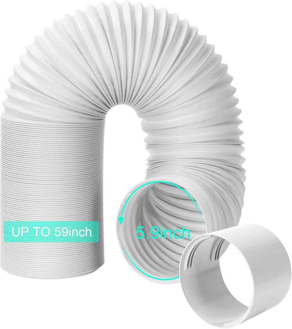 Portable Air Conditioner Hose with Coupler, 5.9"/15CM Anti-Clockwise Thread Universal AC Exhaust Vent Duct, AC Tube Hose Kit Extension Parts Accessories Length up to 59