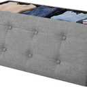 SONGMICS HOME Storage Ottoman, 35 Gallons End of Bench, 15.2 x 43.2 x 15.2 Inches, for Entryway, Living Room, Light Gray