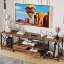 TV Stand with Fabric Drawers - Entertainment Center and Industrial Console Table with Open Storage Shelves for Living Room, Bedroom - 71.5" Rustic Brown