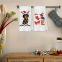 Merry Christmas Dachshund Kitchen Towels, Dachshund Lover Gifts, Weiner Dog Gifts Decorative Hand Towels for Bathroom, Winter Holiday Xmas Sausage Dog Dish Tea Towel, 16x24 Inch Set of 2