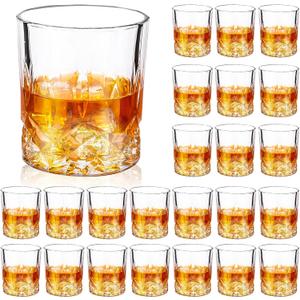 24 Pcs 10 oz Old Fashioned Whiskey Glasses Bulk Rocks Glass Cocktail Glasses Bourbon Glass for Liquor Drinks Bar Gift Wedding Home