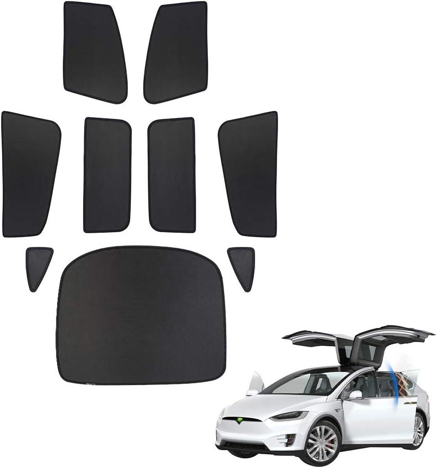 Premis Magnet Mesh Side Car Window Sun Shades Child Kid Glare UV Rays Protection 9 PCS for Tesla Model X