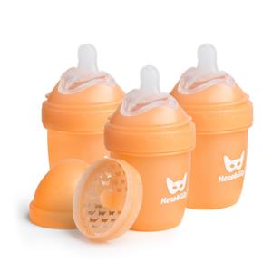 Herobility Double Anti-Colic Baby Bottles  5 fl oz/140ml  3-Pack  Peach