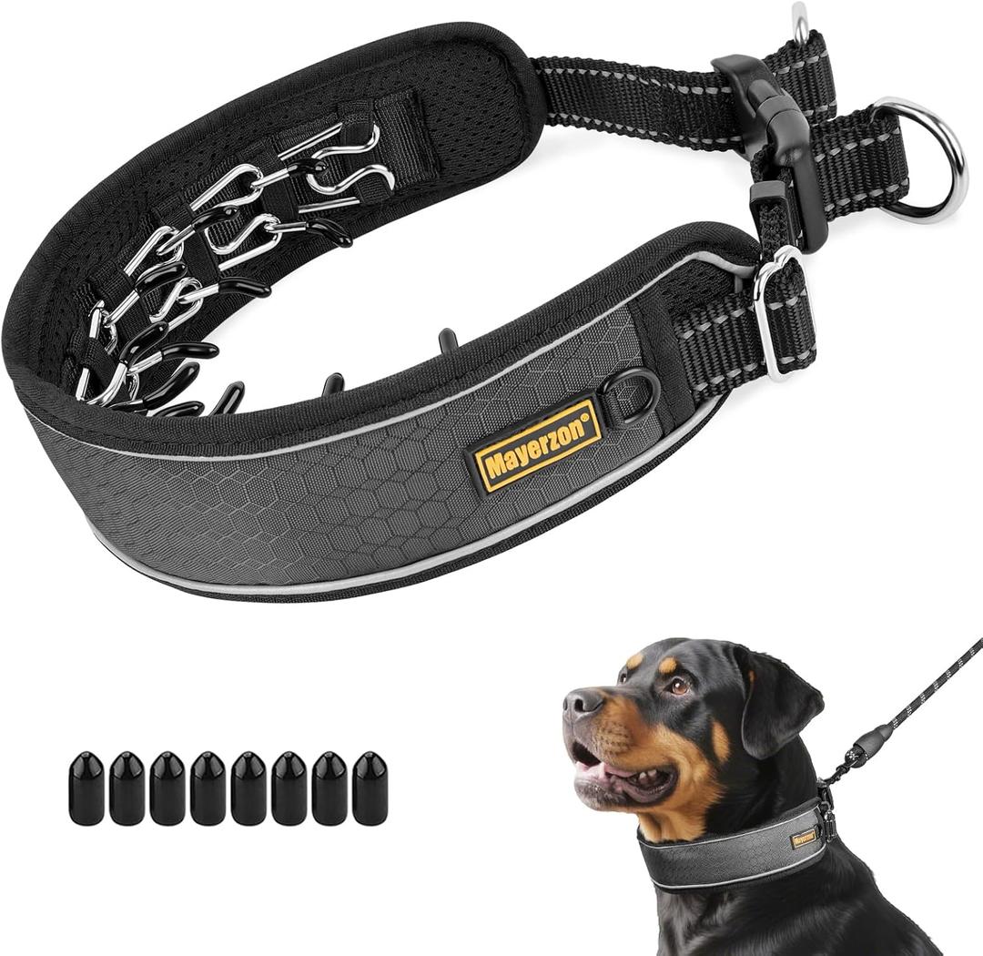 Mayerzon Patented No Pull Collar for Small Medium Large Dogs Beagle German Shepherd Rottweiler, Martingale Anti Pull Dog Collar with Buckle for Walking Training, Reflective, Adjustable, Waterproof | Large,3mm,18.5"-22.75"Neck