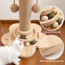 Cat Scratching Post, 4 in 1 Wooden Cat Scratcher Toy, 18.11" Tall Scratch Post with 2 Level Cat Track Balls, Interactive Feather Toy and 2 Sisal Hanging Balls for Indoor Kittens, Adult Cats