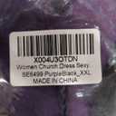 SeNight Women Church Dress Sexy V Neck PurpleBlack, XXL