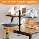 Double Layer Large Cat Desk Bed, 360 Rotating & Adjustable Shelf, 15" Thickening Desk Mounted Cat Bed with 2 Perches Holds Up to 66lbs for Office/Home