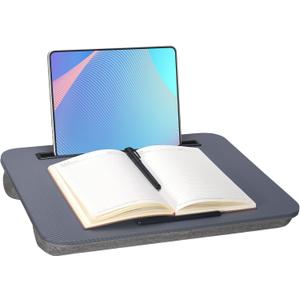 Portable Laptop Desk Fits Up to 16 Laptops, with Tablet Slot, Built-in Cushion, Great for Home & Office,Lap Desk for Laptop,Lap Desk with Cushion (Dark Grey, Medium)
