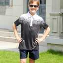 uideazone Boys Polo Shirts Dry Fit Performance Golf Short Sleeve Casual School Uniform Size 5-14 (Black)