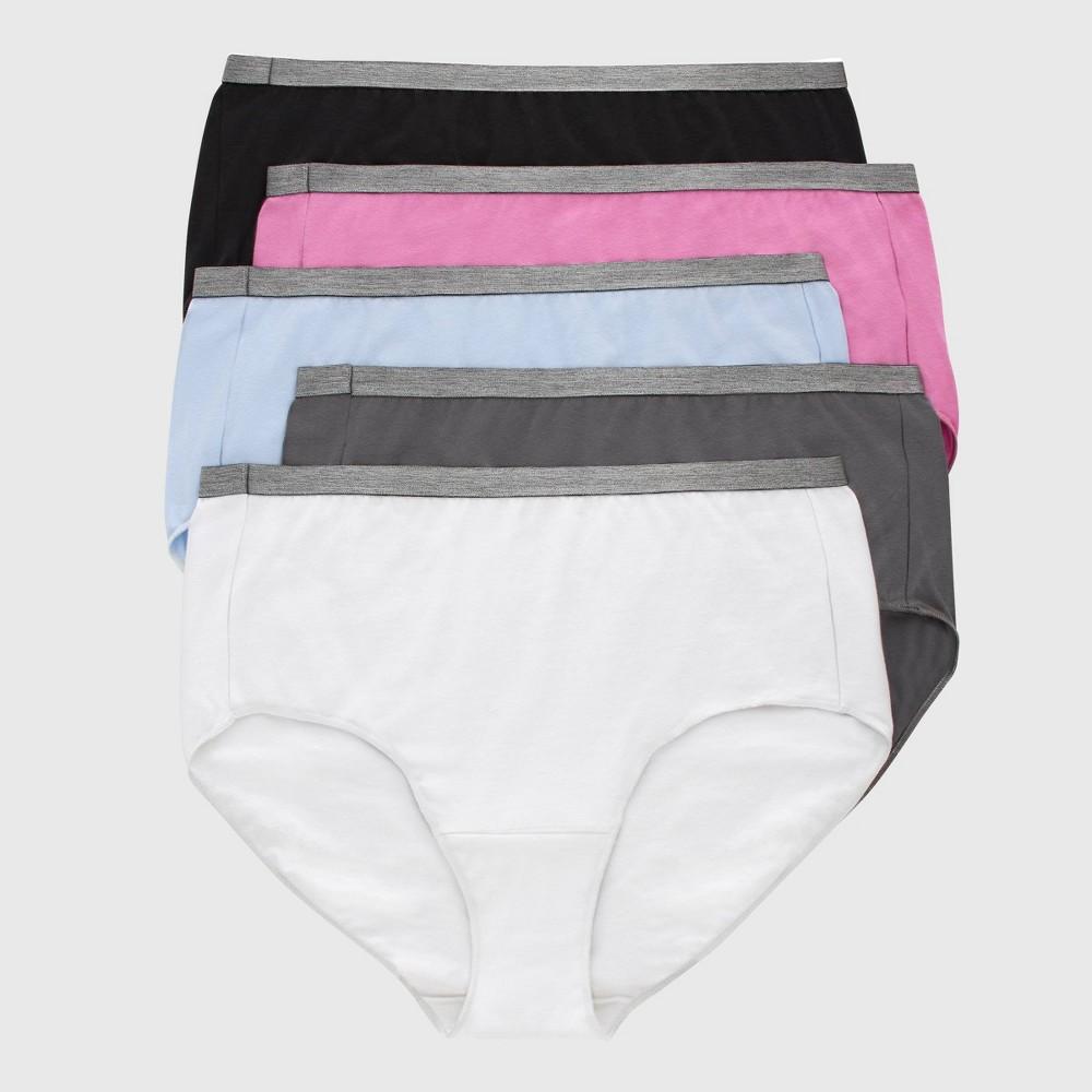 Just My Size by Hanes Women's 5pk Cotton Stretch Underwear - Black/Pink/Gray 10