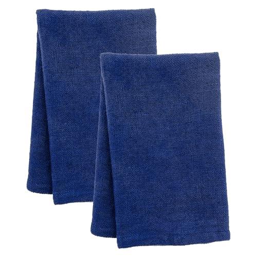 Karma, Solid Cloth Dinner Napkins Set of Two, 18" L x 18" W Washable Cloth Napkins, Indigo