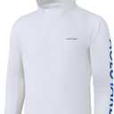 Mens Sun Hoodie Fishing Shirts UPF 50+ UV Protection Long Sleeve Rash Guard Lightweight SPF Swim Running Quick Dry (White, L)