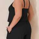 Summer Mae Plus Size Swim Romper Women One Piece Swimsuit Blouson Bathing Suit with Pockets 2026 Modest Swimwear (Black, XL)