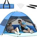Large 3-4 Person Beach Tent - UPF 50+ Anti-UV, Easy Setup with Extended Floor & Mesh Windows, Portable for Camping Fishing (Blue)