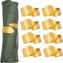 HEZILUO Gold Leaf Napkin Rings Set of 8, Metal Leaves Napkin Ring