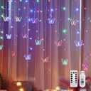 Butterfly Curtain Fairy String Lights, 120LED 8 Modes USB Powered Timer Firefly Twinkle Light with Romote, 14.7FT Copper Wire Hanging Decoration for Room, Wedding, Bedroom, Party, Christmas Decor (Multicolor)
