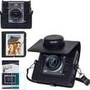 wogozan Carrying Case for Fujifilm Instax Wide EVO 2-in-1 Instant Film Camera and Printer, Retro Leather Case for Wide EVO with 28 Wide Album, Screen Protector and Len Flim (No Camera) - Black