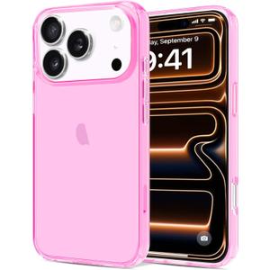 JJGoo Compatible with iPhone 17 Pro Max Case Clear, Soft Transparent TPU Bumper Cover, Slim Thin Shockproof Phone Cases, Pink