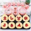 Mini Christmas Linzer Cookie Cutters, Interchangeable Cookie Cutter Set with 3D Stamps, Gingerbread, Snowman, Tree, Candy, Snowflake, Christmas Cookie Decorating Tools, Snacks Baking Molds for Party