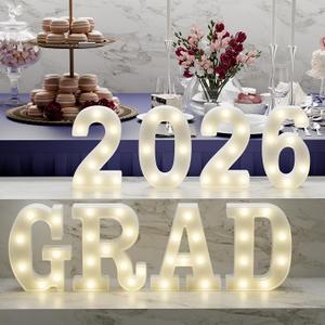 Graduation Decorations 2026 Deals-8 LED Long Marquee Light Up Letters 'Grad 2026' - Graduation Party Decor for Kindergarten Preschool High School College Graduation