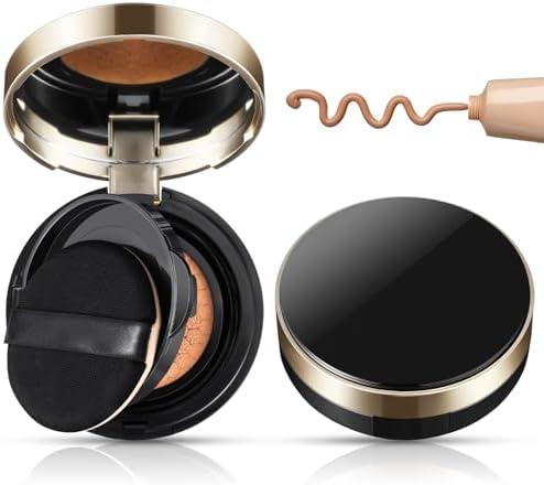 Zopeal 2 Pcs 15g/0.5oz Empty Luxurious Cushion Foundation Box Portable Cushion Compact Bb Puff Box Powder Container with Air Sponge Powder Puff and Mirror for Women Travel Sunscreen