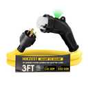 15FT NEMA L14-30P to SS2-50R RV Marine Power Generator Adapter Cord, 30A 4 Prong Locking Generator L14-30P Male to 50A Marine Shore Power SS2-50R Female with 135° Elbow Grip Handle LED Power Indicator