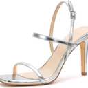 PARTY Women's Strappy High Heeled Sandals Open Toe Ankle Strap heels Comfy Weddings Shoes, 10