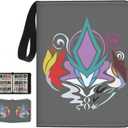 9 Pocket Trading Card Binder with Zipper Comes with 50 Pages of 9-Slot Card Sleeves, Holds 900 Cards, Fits Standard Size Trading Cards, Compatible with TCG, MTG, Sports Cards