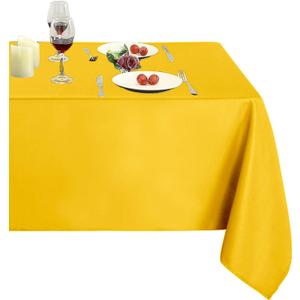 Obstal 210GSM Rectangle Table Cloth - Heavy Duty Water Proof Microfiber Tablecloth, Decorative Fabric Table Cover for Outdoor and Indoor Use (Yellow, 60 x 102 Inch)
