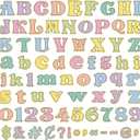 Tenceur 219 Pcs Pastel Bulletin Board Letters for Classroom 4" Glitter Alphabet Numbers Punctuation Letter Cutouts Back to School Decoration for Kindergarten Preschool Chalkboard Playroom Party Decor