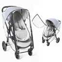 Clear Stroller Rain Cover, Universal Stroller Accessories, Waterproof Travel Weather Shield with Breathable Ventilation and Easy Access, Thick EVA & PVC Protect from Wind, Dust and Snow
