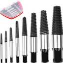 8Pcs Pipe Screw Extractor Set, Damaged Screw Broken Bolt Water Pipe Remover Set, Broken Bolt Stripped Screw Extractor Kit (8)