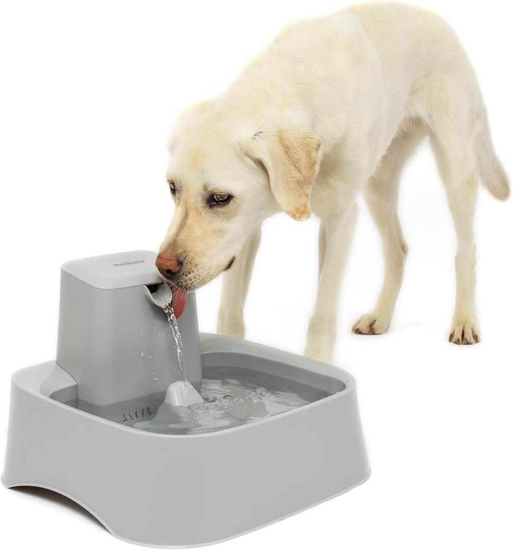 PetSafe Drinkwell Pet Fountain, Dog Water Bowl Dispenser for Cat and Dogs, Plastic, Adjustable Flow Control, Easy to Clean Design, Grey, 2 Gallon/256 oz