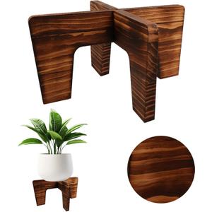 Plant Stand Indoor, Short Plants Holder for 5-15 Inch Pot, Brown Wooden Flower Pot Stand for Indoor Plants, Small Single Floor Plant Stand, Wood