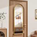 Rowjut Full Length Door Mirror, Wall Mounted Wall Mirrors, 50"X16" Arched Behind Door Mirror for Use in Living Rooms, Rooms, Bedrooms, Cloakrooms, etc. Durable & Stylish Home Decor (Gold).