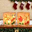 Christmas Lantern Resin Molds, 6Pcs Carved Silicone Molds with Santa Claus Elk Gift Snowflake Pattern, Cube Candles Storage Box Moldes para Resina, DIY Christmas Ornament Home Decor Crafts