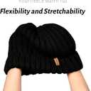 FURTALK Winter Hats for Women Fleece Lined Beanie Knit Chunky Womens Snow Cap (Black, S)