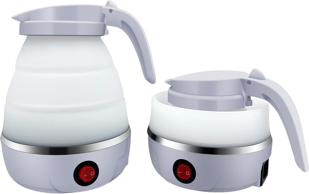 UpdateClassic 0.6L Small Travel Foldable Electric Kettle, Portable Collapsible Hot Water Boiler For Coffee Tea